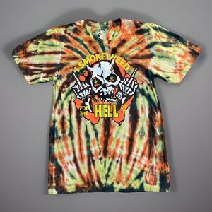 Teenage I Smoke Weed Skull Tie Dye T-Shirt Small Trippy Streetwear